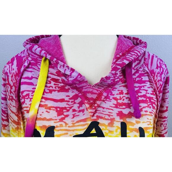 Aloha Hawaii Sz L Color Block Ombre Bold Colorful Hawaiian Vtg Maui LS Hoodie - Picture 2 of 8